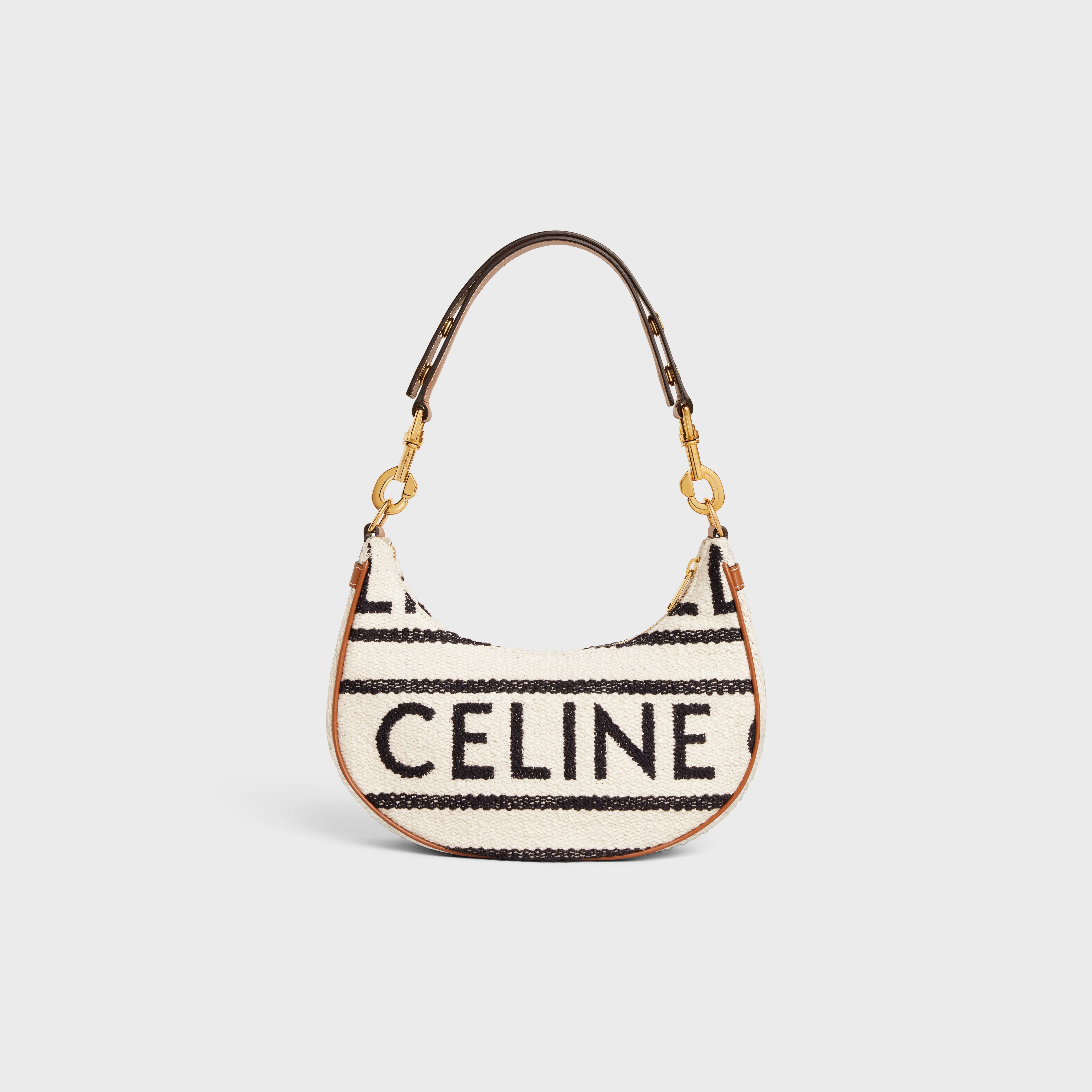 Medium Ava Strap Bag in Textile with Celine All-Over and Calfskin - 3