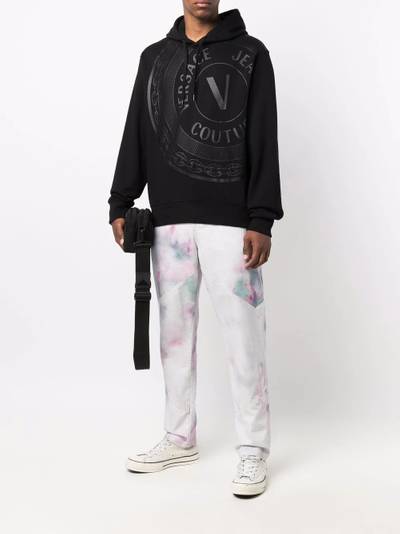 VERSACE JEANS COUTURE V-Emblem cotton hoodie outlook