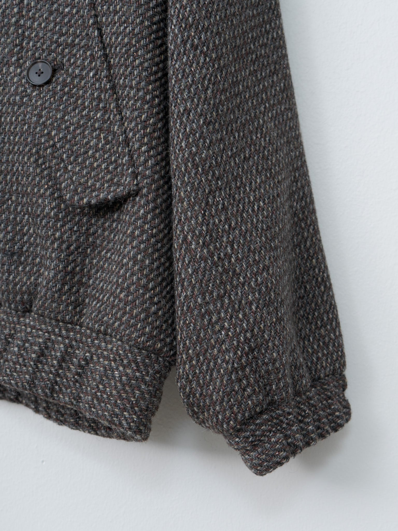 Alpaca Wool Silk Tweed Zip Blouson - Gray Brown Hairline - 8