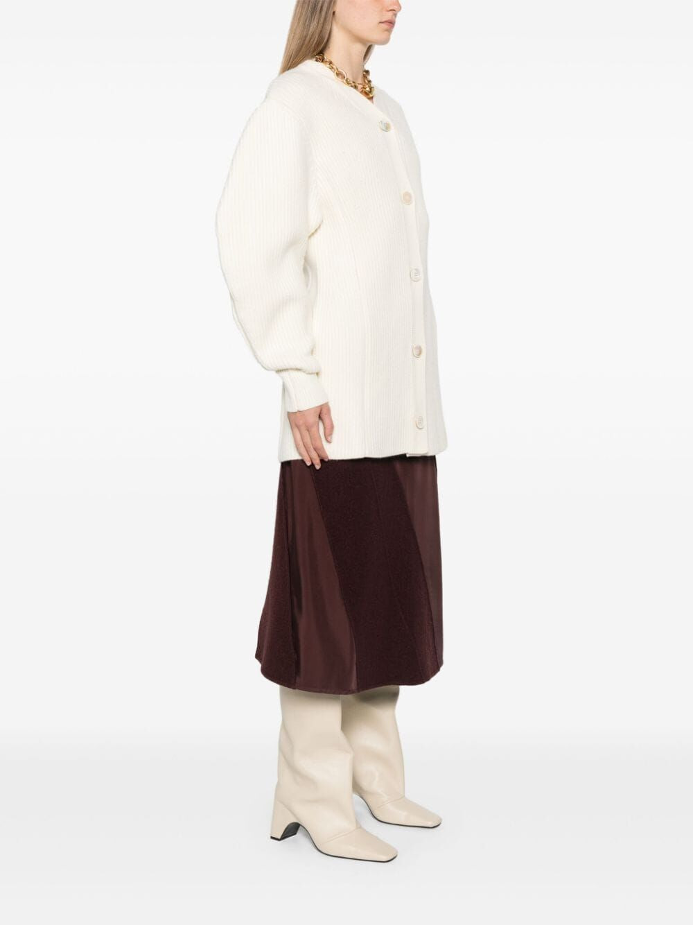 Jil Sander Women Woman`S Long Sleeves V-Neck Long Cardigan - 3