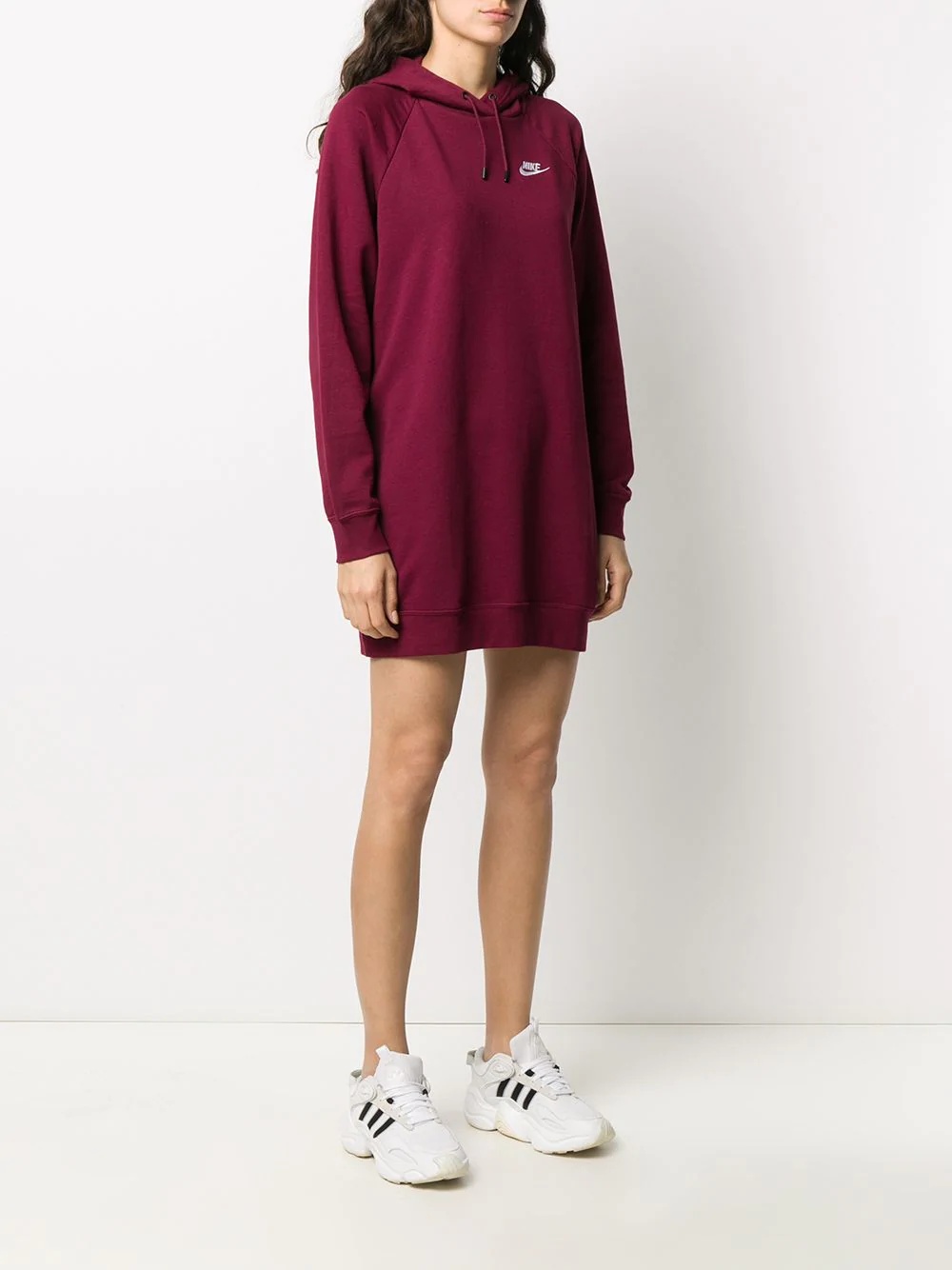 embroidered logo hoodie dress - 3