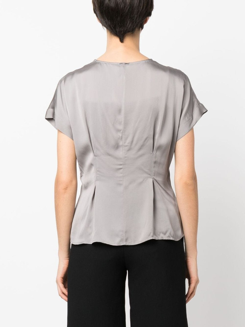 satin-finish flared blouse 4