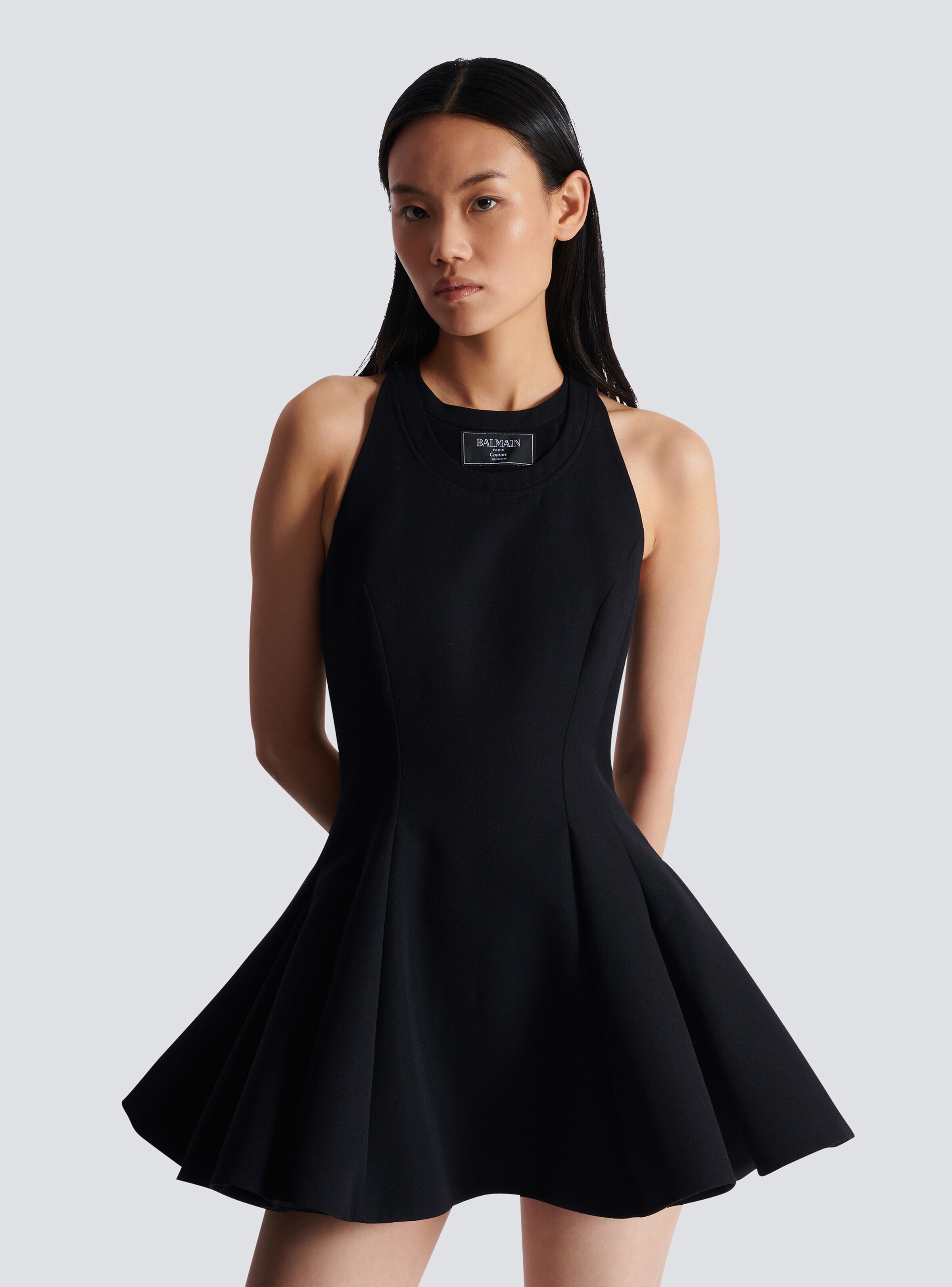 Flared pleated grain de poudre dress - 6