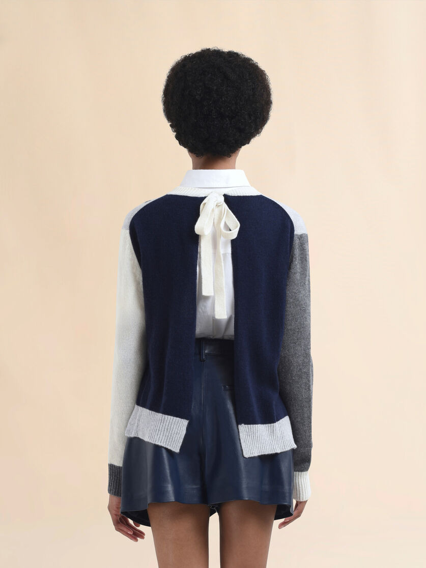 GREY COLOUR BLOCK CASHMERE JUMPER WITH MARNI SYMBOL - 3