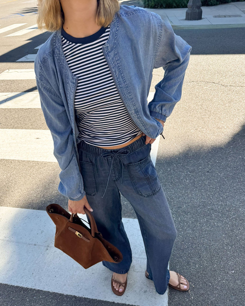 Splendid Clea Indigo Bomber Jacket outlook