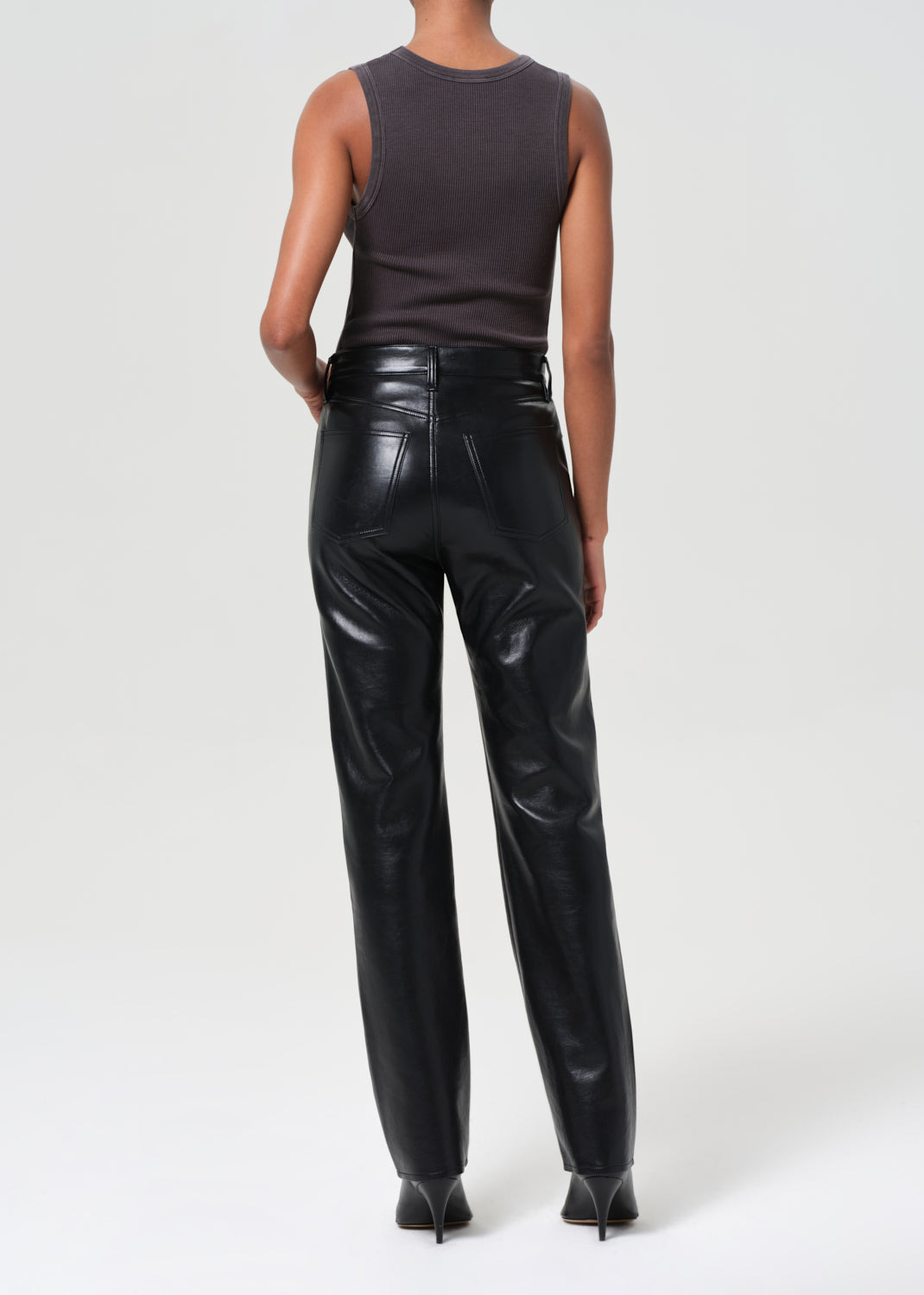 90'S PINCH WAIST HIGH RISE STRAIGHT LONG (RECYCLED LEATHER) IN DETOX - 3