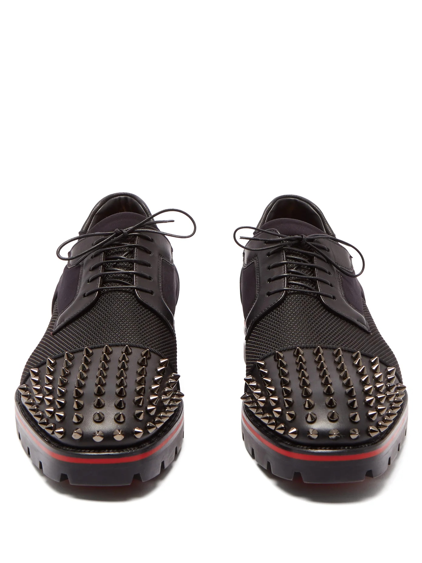 Luis spike-embellished neoprene derby shoes - 5