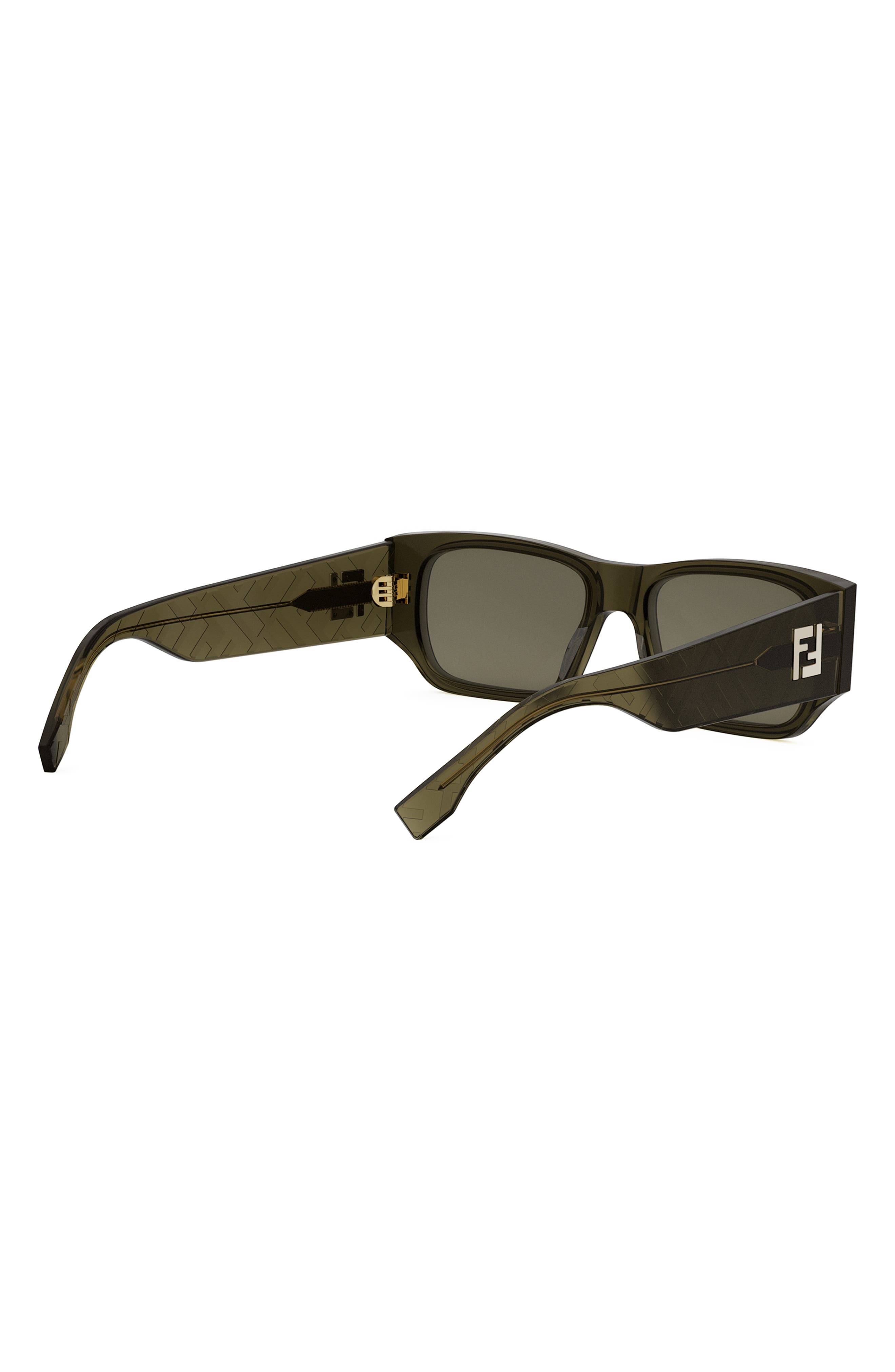 Fendi FF Squared 54mm Rectangular Sunglasses in Shiny Dark Green /Green at Nordstrom - 4