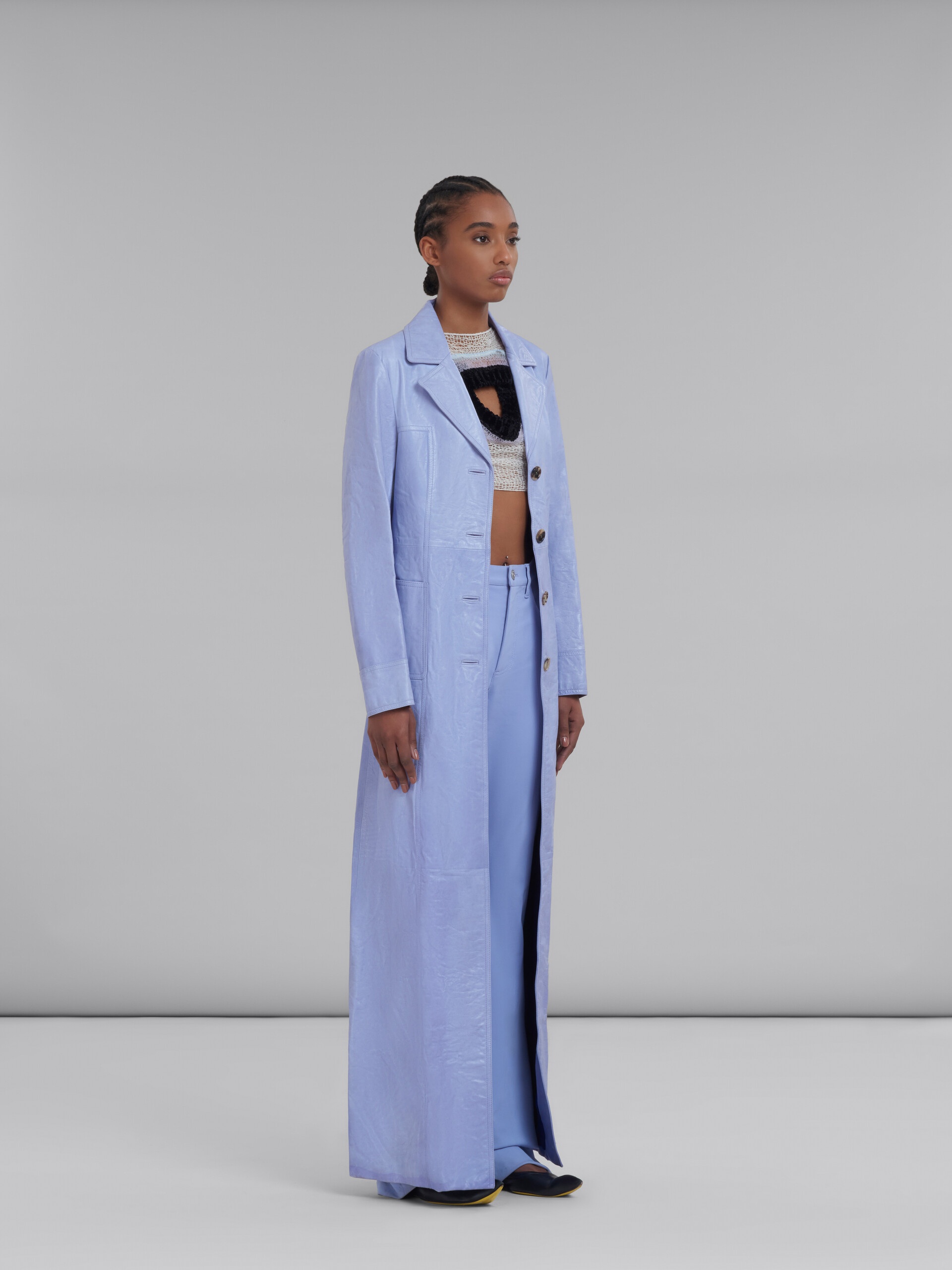PURPLE LEATHER MAXI COAT - 6