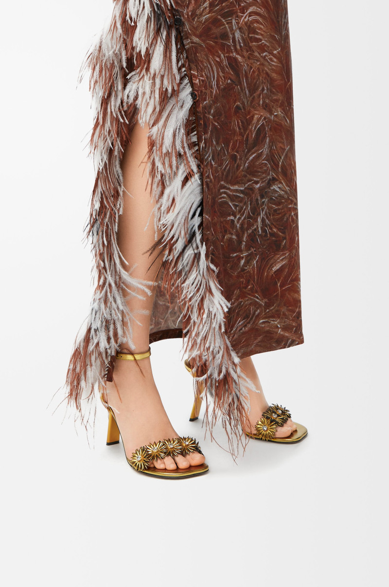 Loewe Petal Flower sandal in calfskin and crystals outlook