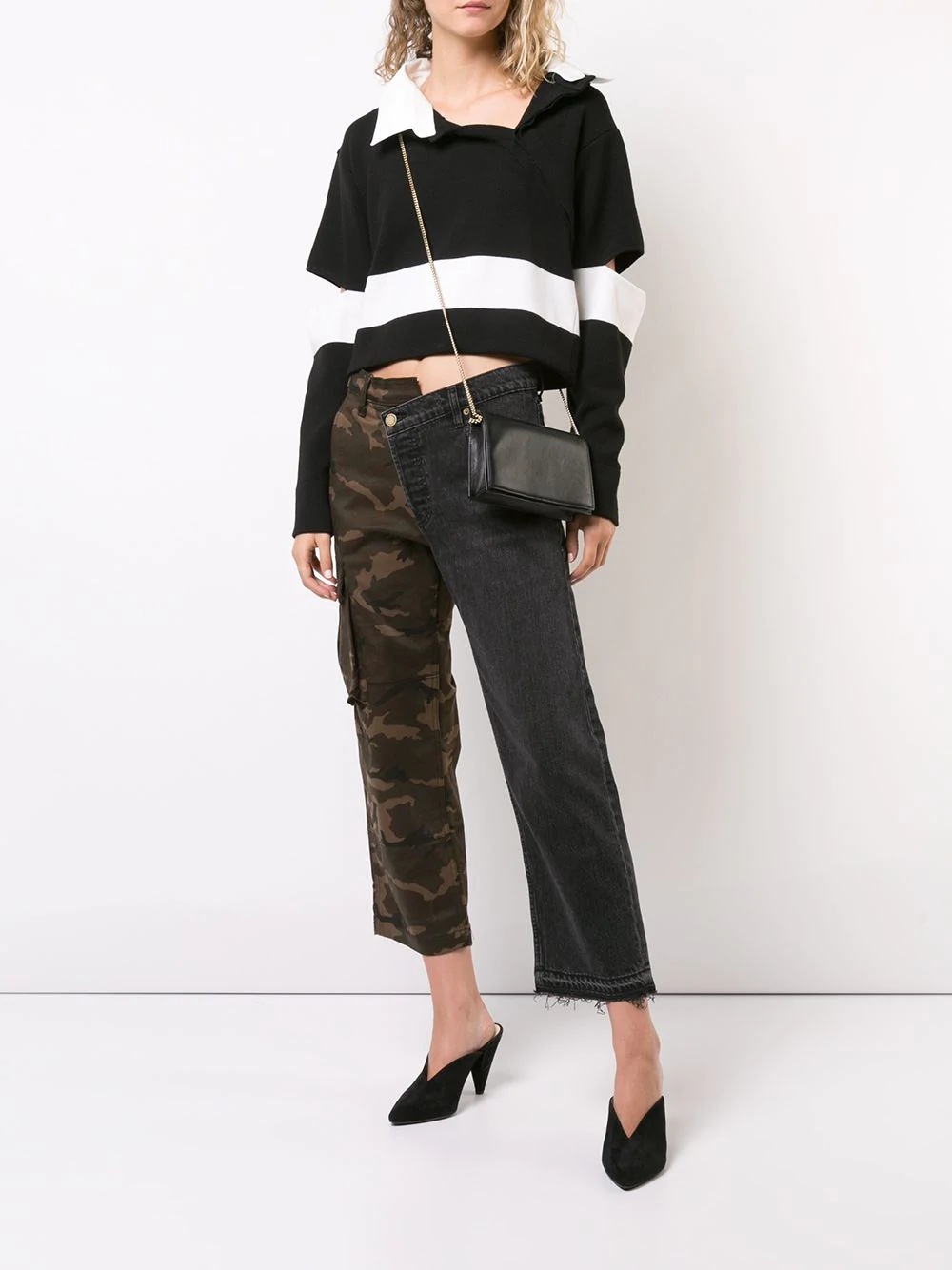 split camouflage cargo jeans - 2