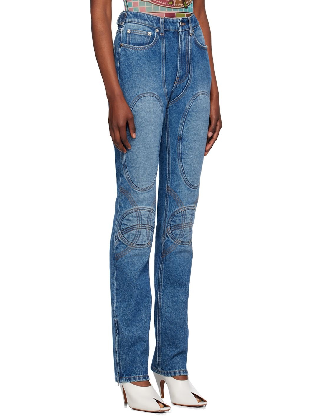 Blue Lace-Up Jeans - 2