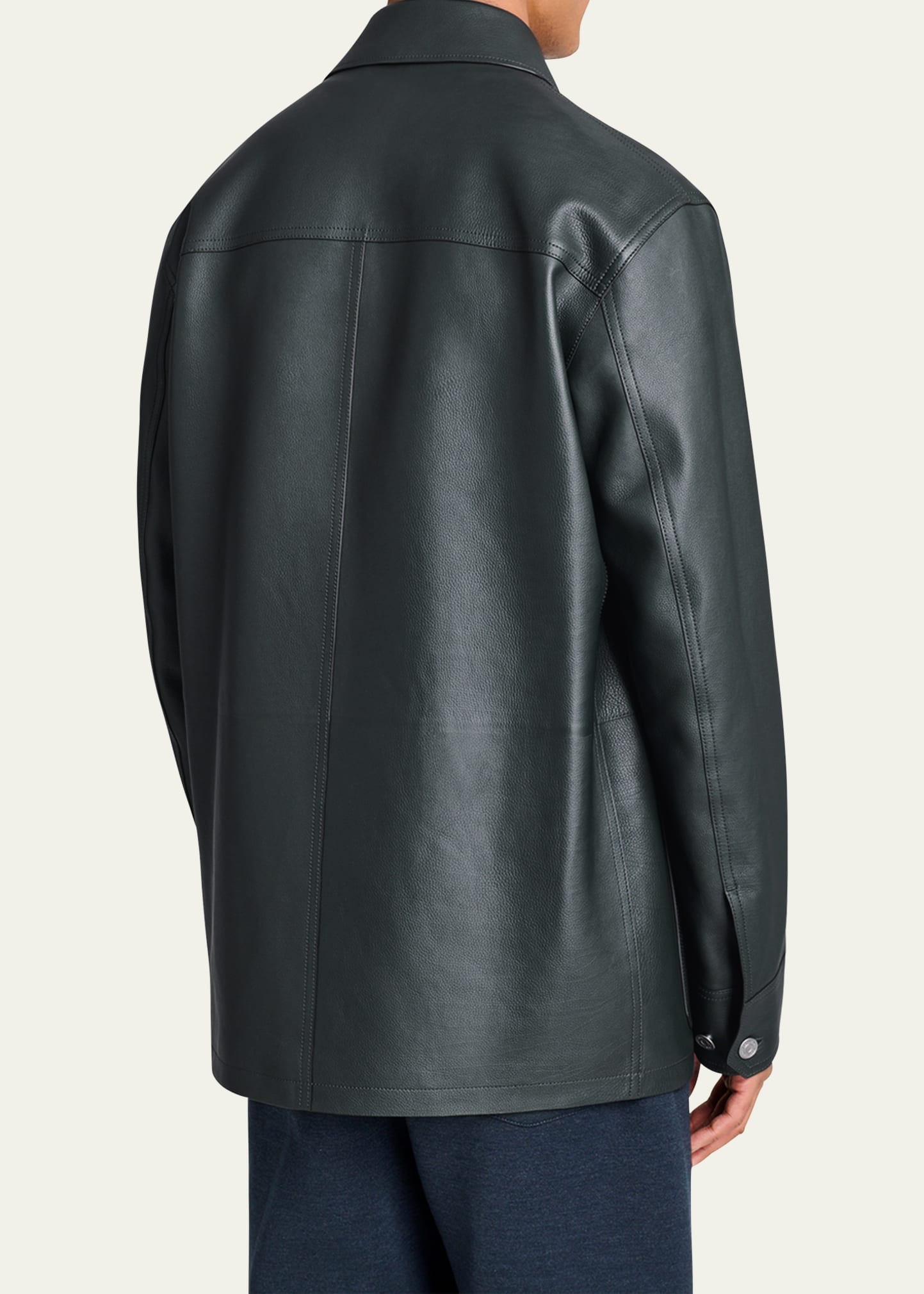 Men's Leather 4-Pocket Chore Jacket - 3