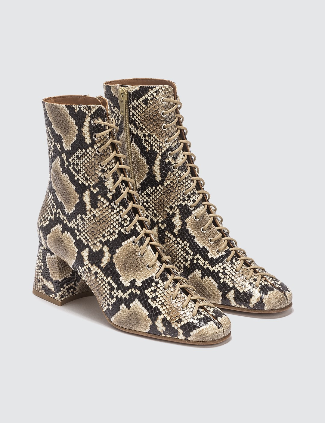 BECCA SNAKE PRINT LEATHER BOOTS - 5