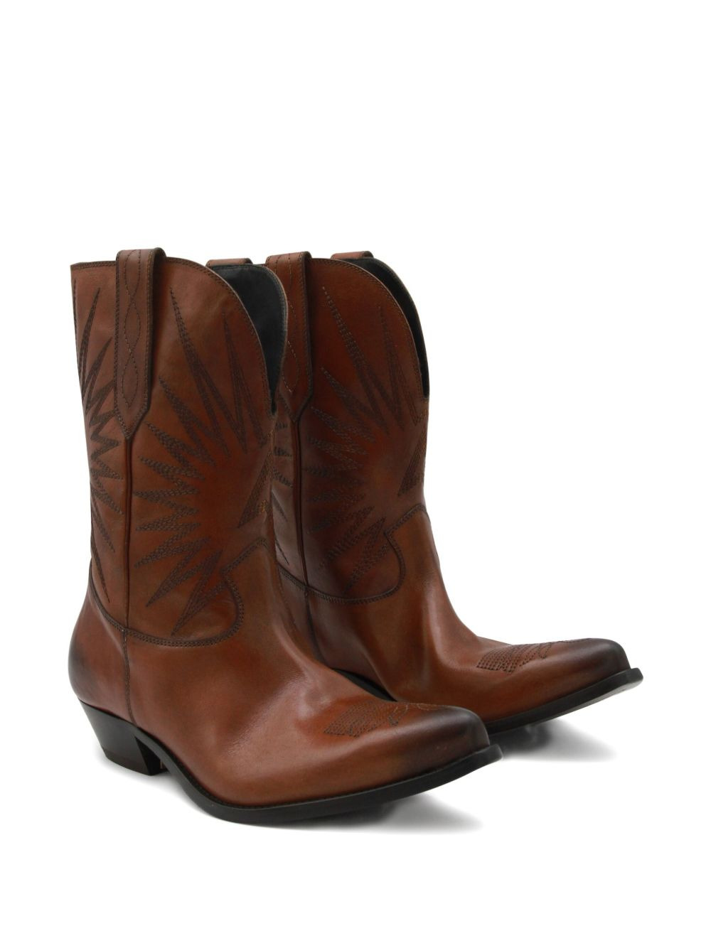 star-embroidered leather boots - 2
