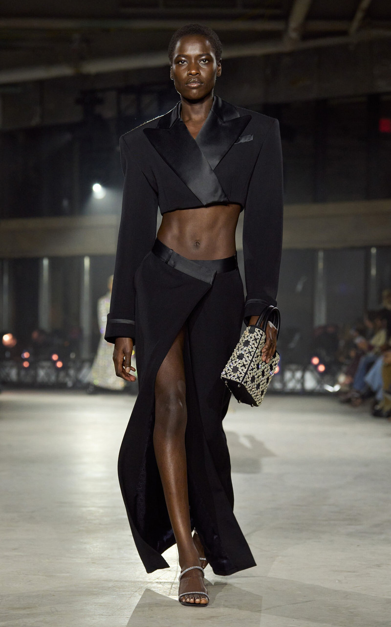 Clarisse Satin Combo Overlap Maxi Skirt black 5