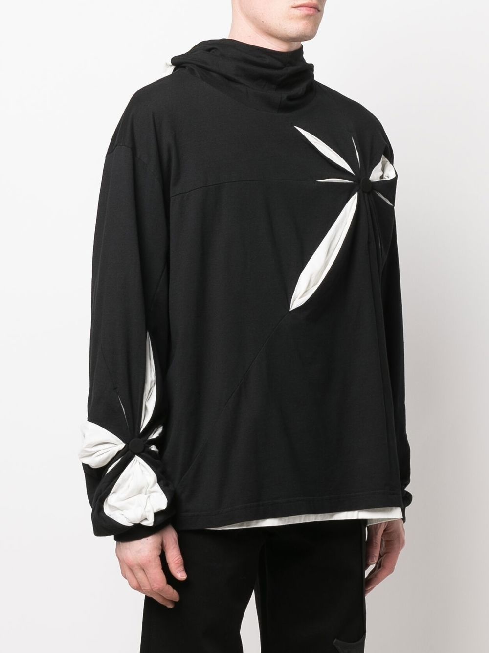 origami-pattern cotton hoodie - 3