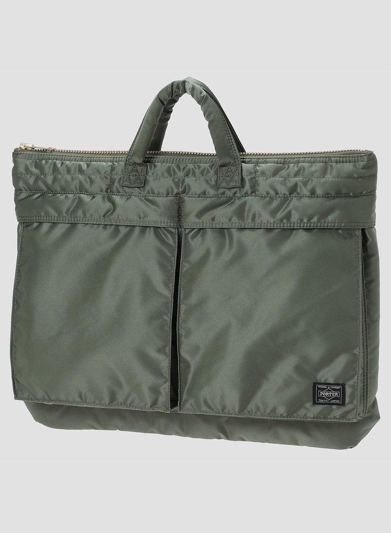 Porter-Yoshida & Co Tanker Short Helmet Bag Large in Sage Green 1