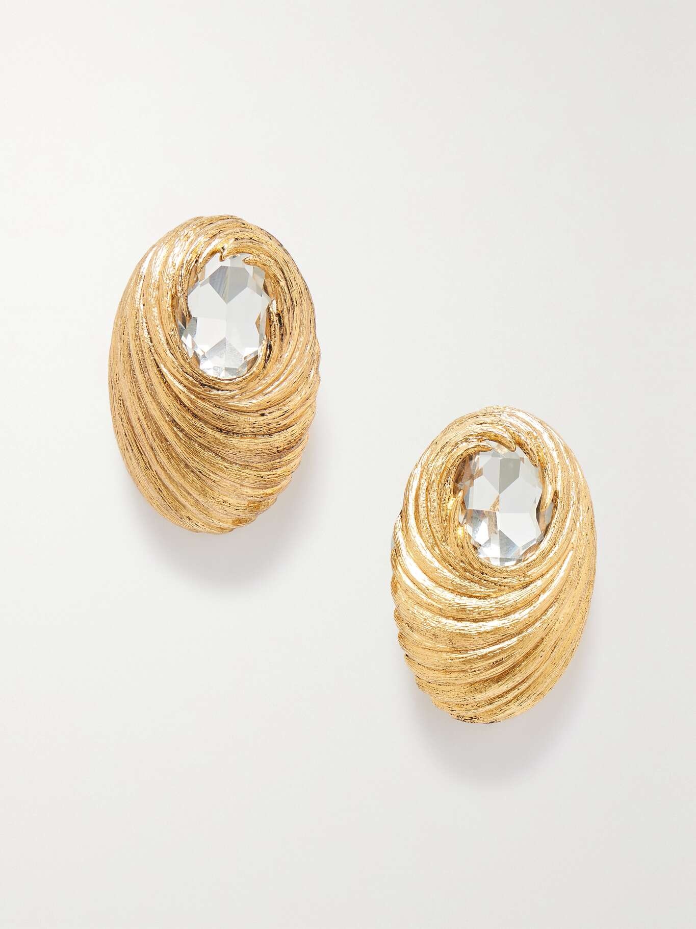 Gold-tone crystal clip earrings - 1