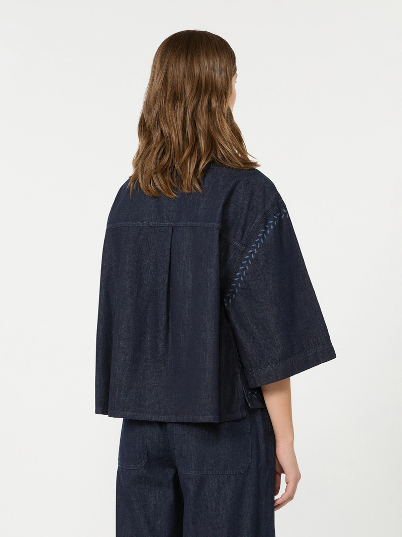 ALARE Boxy shirt in laser-treated cotton denim - NAVY 4