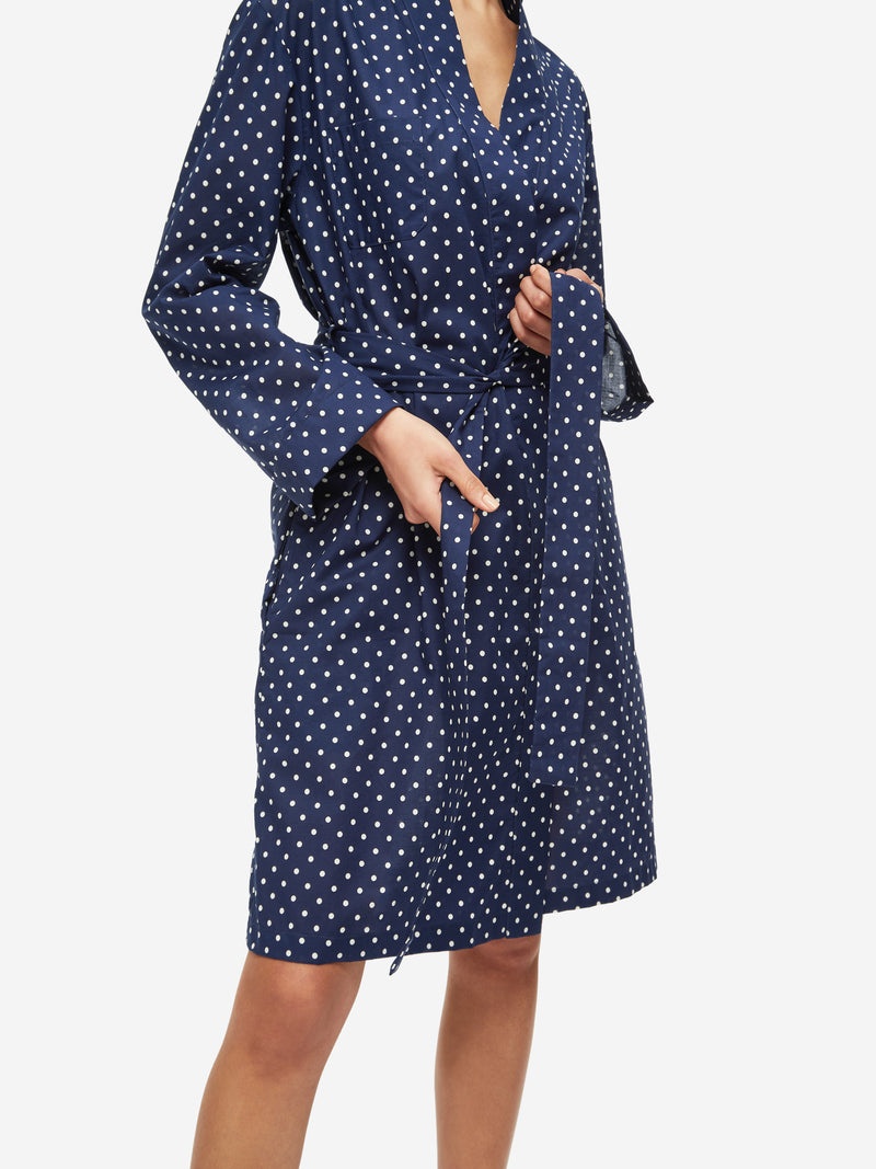 Women's Dressing Gown Plaza 60 Cotton Batiste Navy - 2