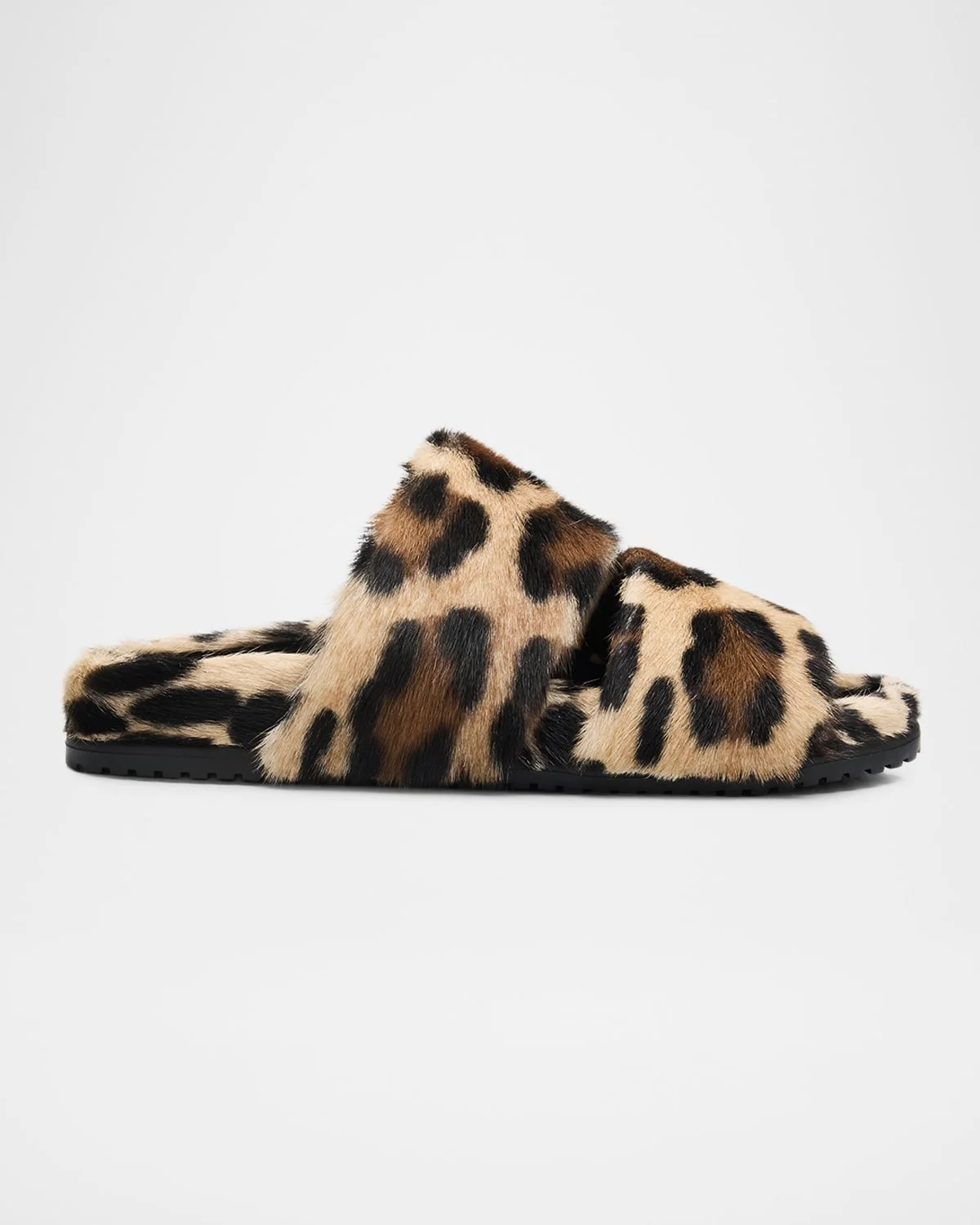 Men's Leo Leopard-Print Goat Hide Slides - 1