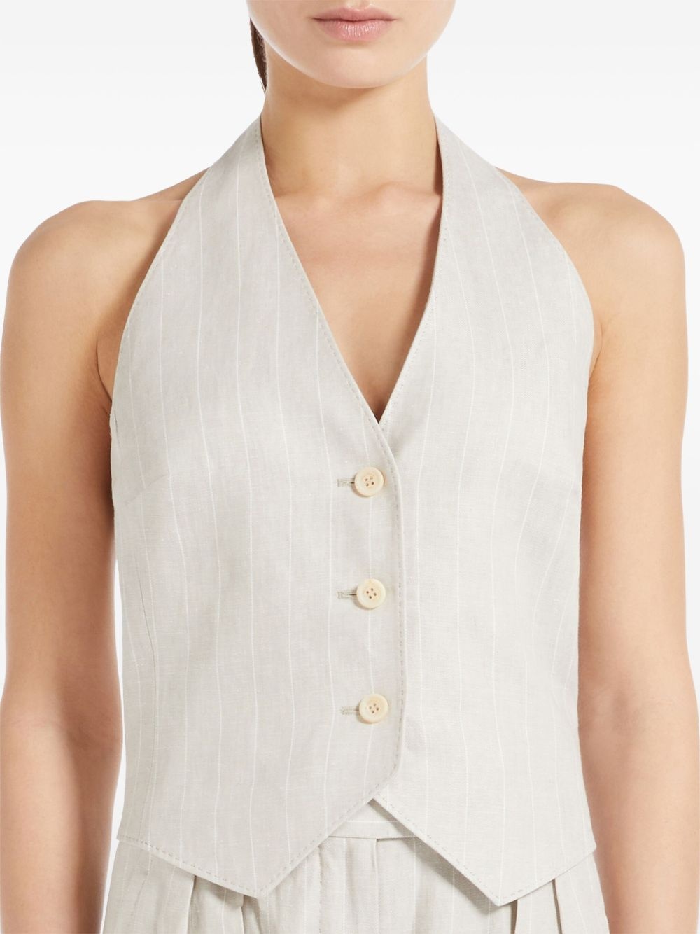pinstriped halterneck waistcoat - 3