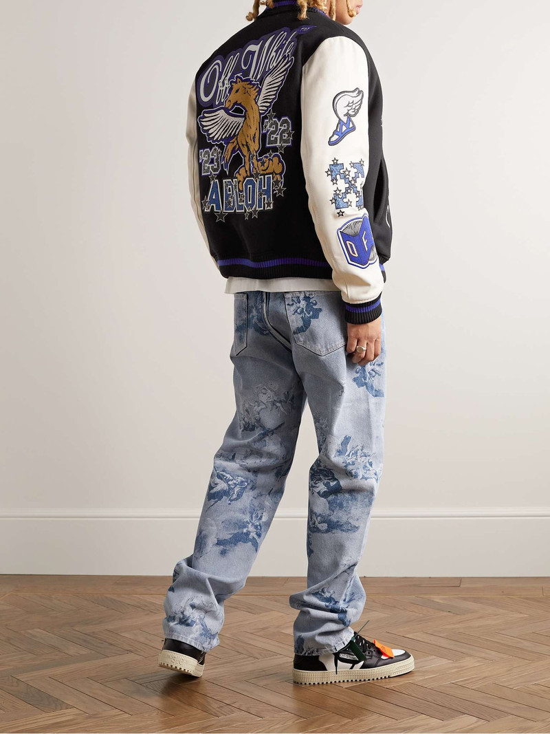 Off-White Appliquéd Wool-Blend Felt and Leather Varsity Jacket outlook