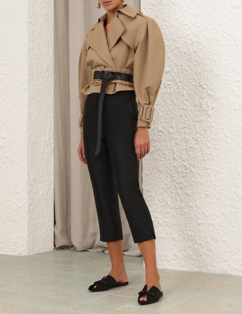 CRUSH CROPPED TRENCH COAT - 3