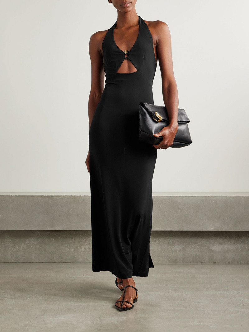 Max Mara Ghiotto embellished cutout stretch-jersey halterneck maxi dress Black outlook