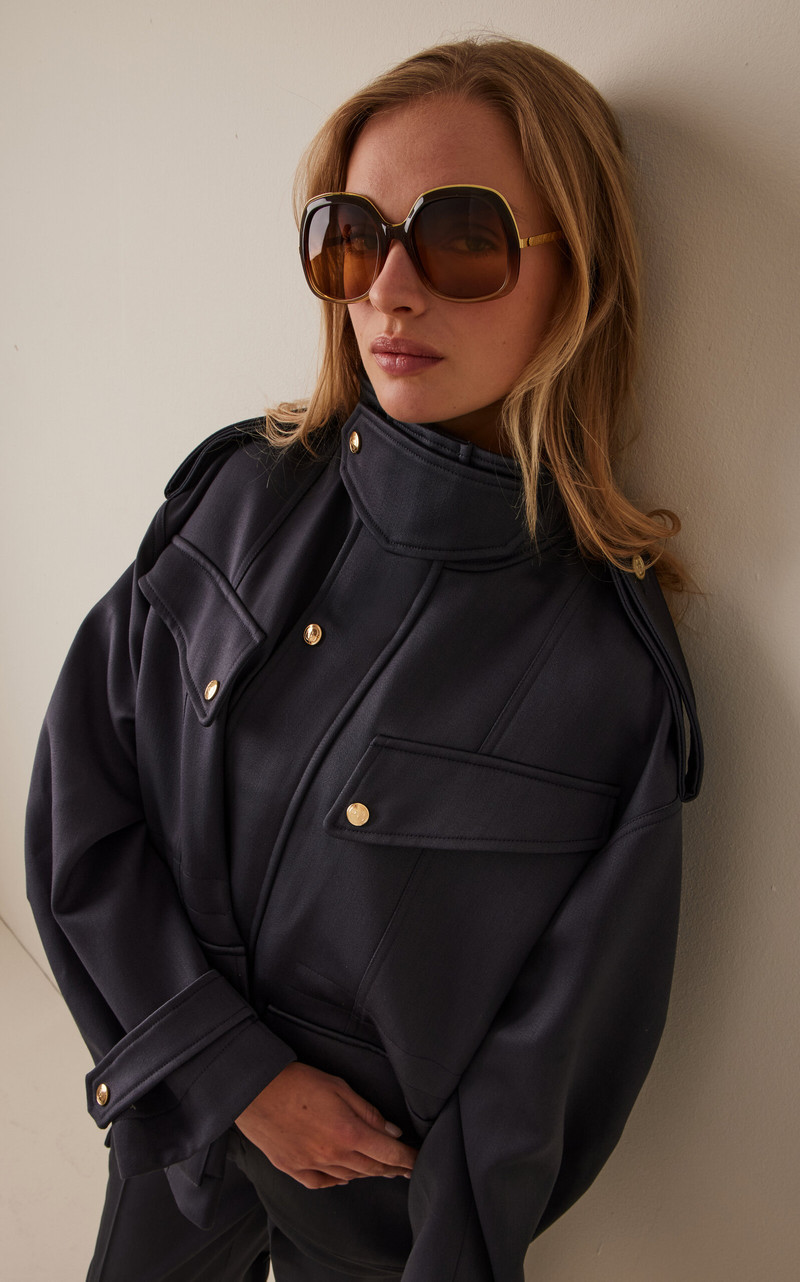 Chloé Leia Square-Frame Acetate Sunglasses brown outlook