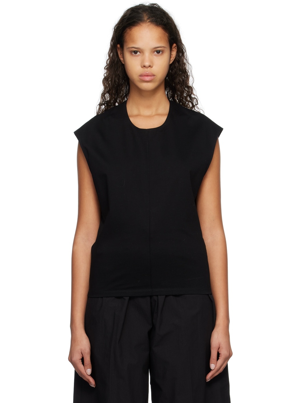 Black Scoop Neck Tank Top - 1