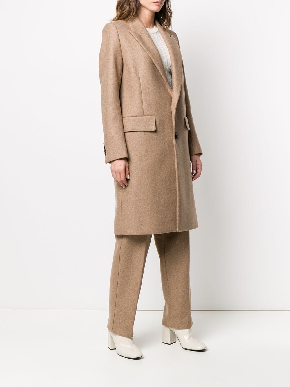 sinlge-breasted mid-length coat - 3