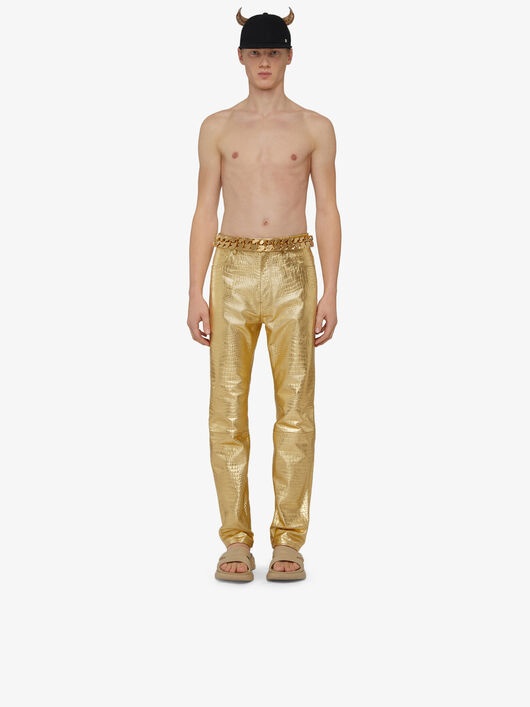 PANTS IN METALLIZED CROCODILE EFFECT LEATHER - 2