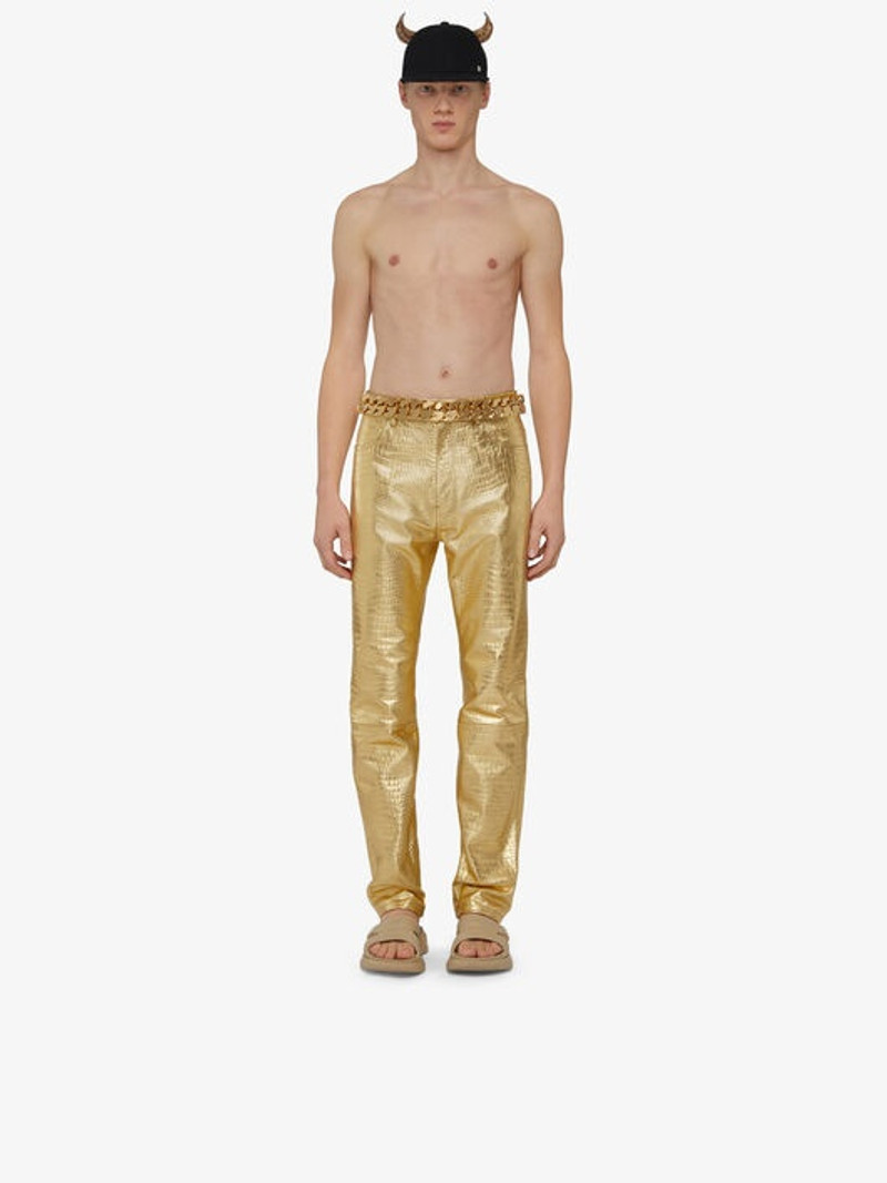 Givenchy PANTS IN METALLIZED CROCODILE EFFECT LEATHER outlook