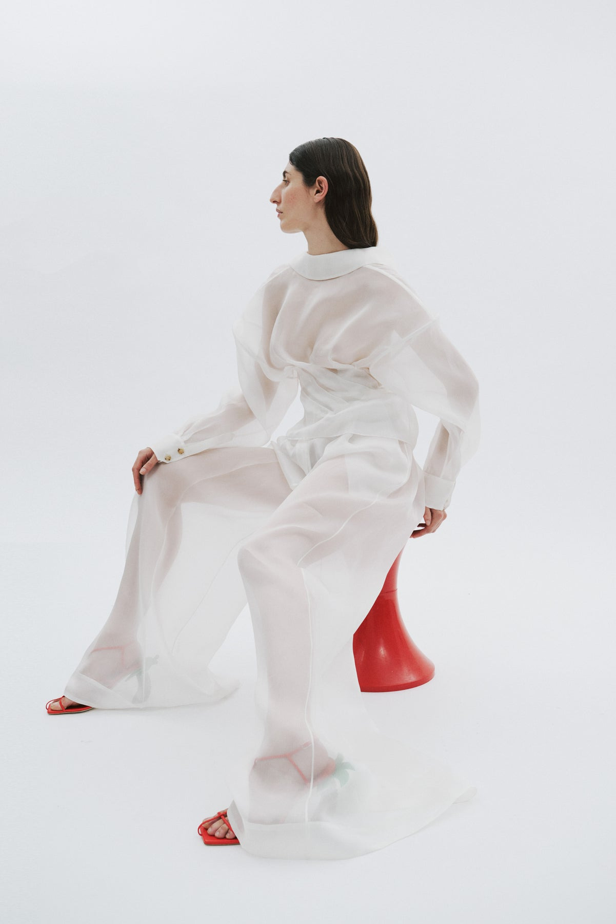 ORGANZA WIDE LEG PANTS WHITE - 12