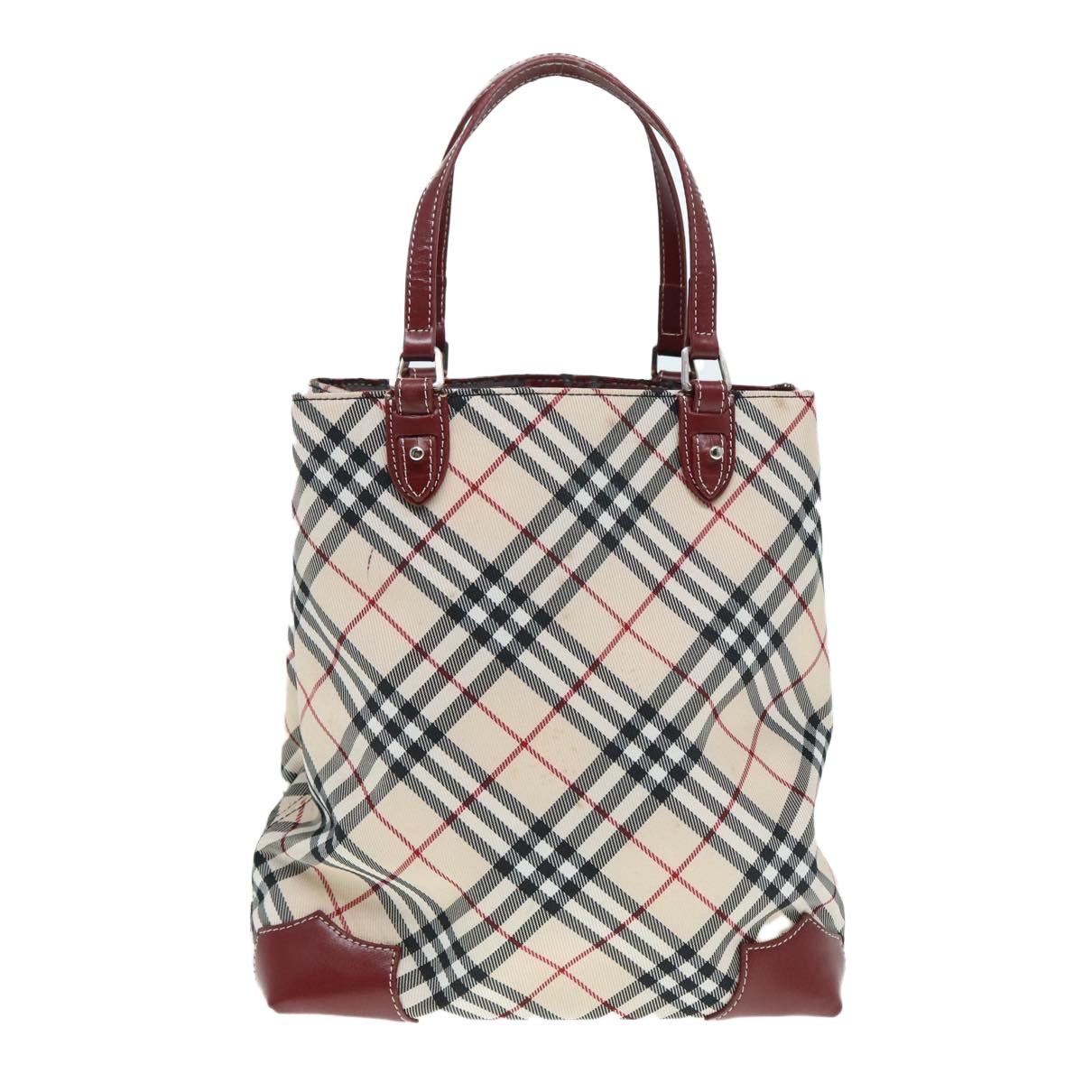 Burberry Nova Check Blue Label Hand Bag Nylon Beige Red - 2