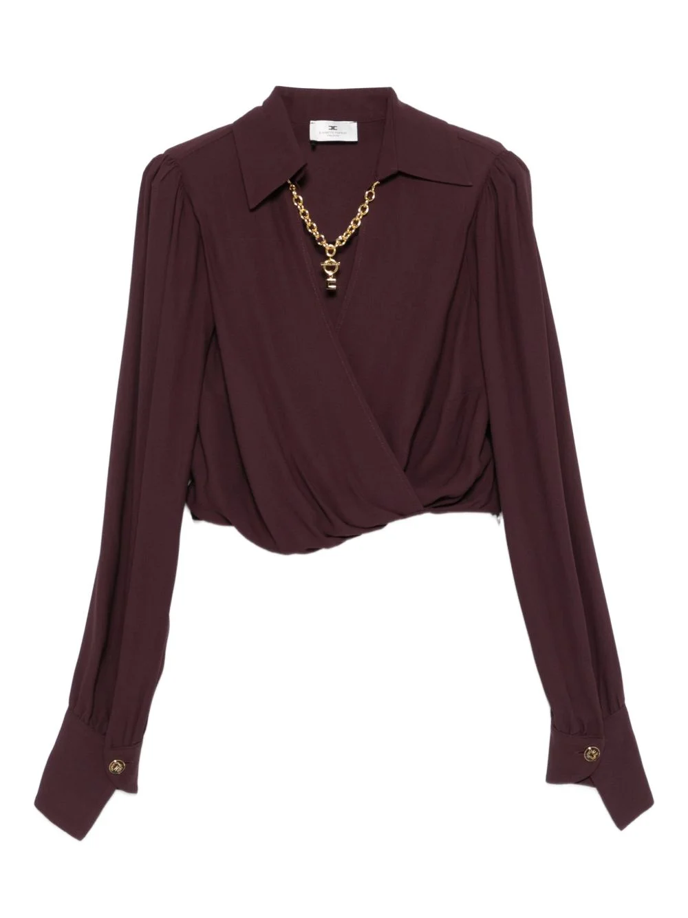 wrap-effect long-sleeve top - 1
