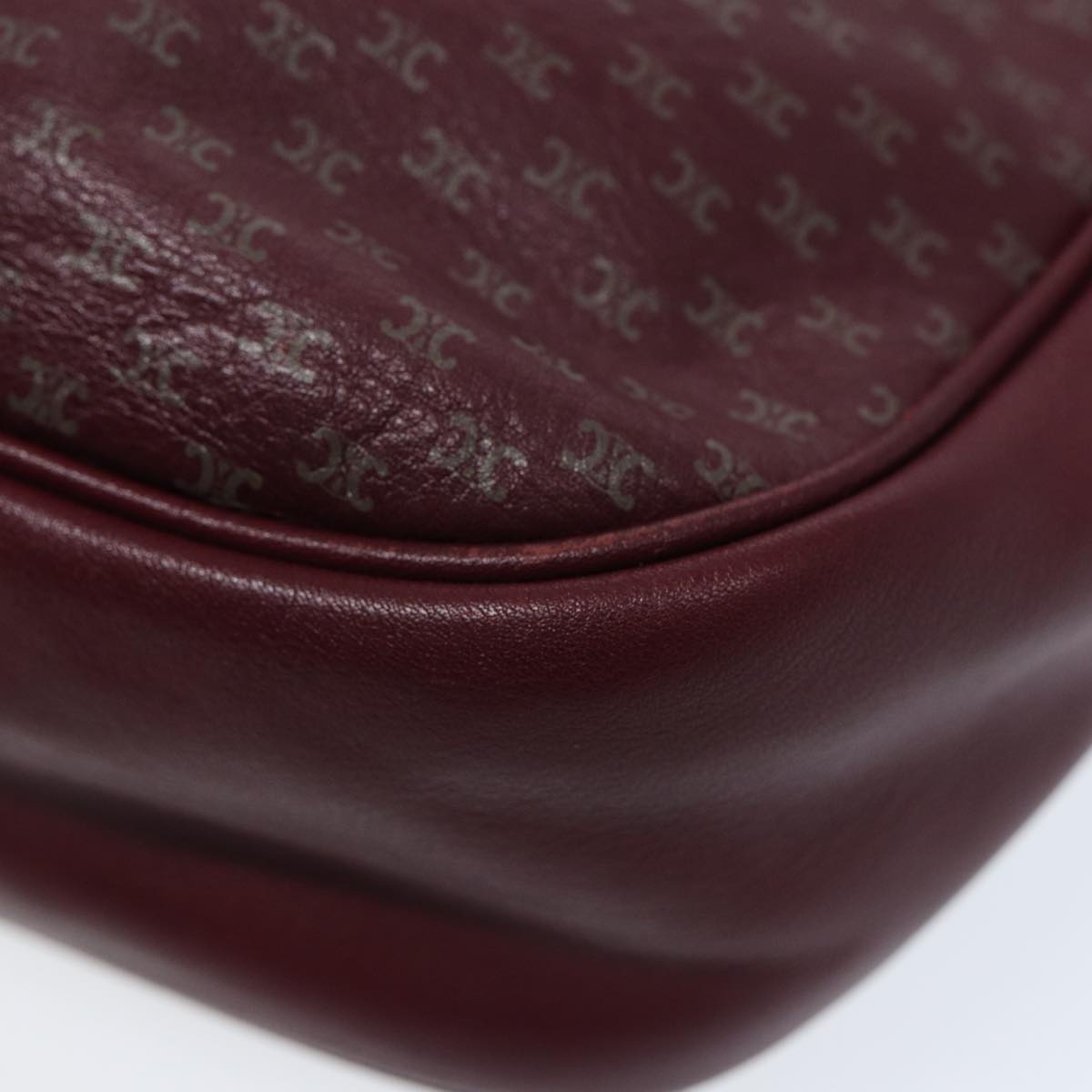 CELINE Macadam Canvas Shoulder Bag Red Gold - 16