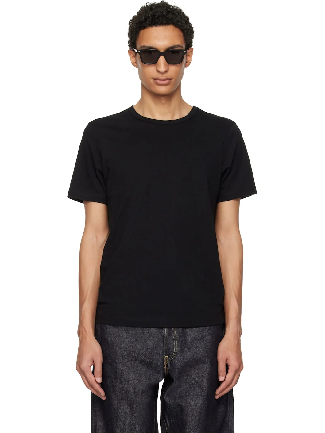 Black 1950s Loopwheeled Classic Fit Lightweight T-shirt - 1