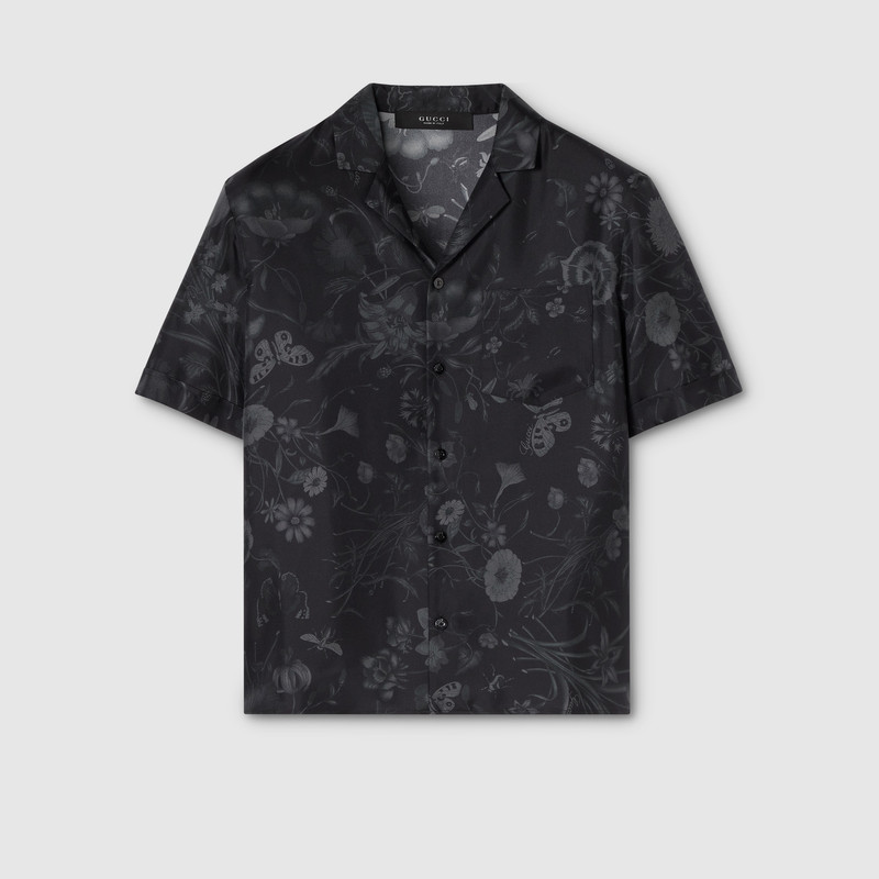 Printed silk twill bowling shirt 1