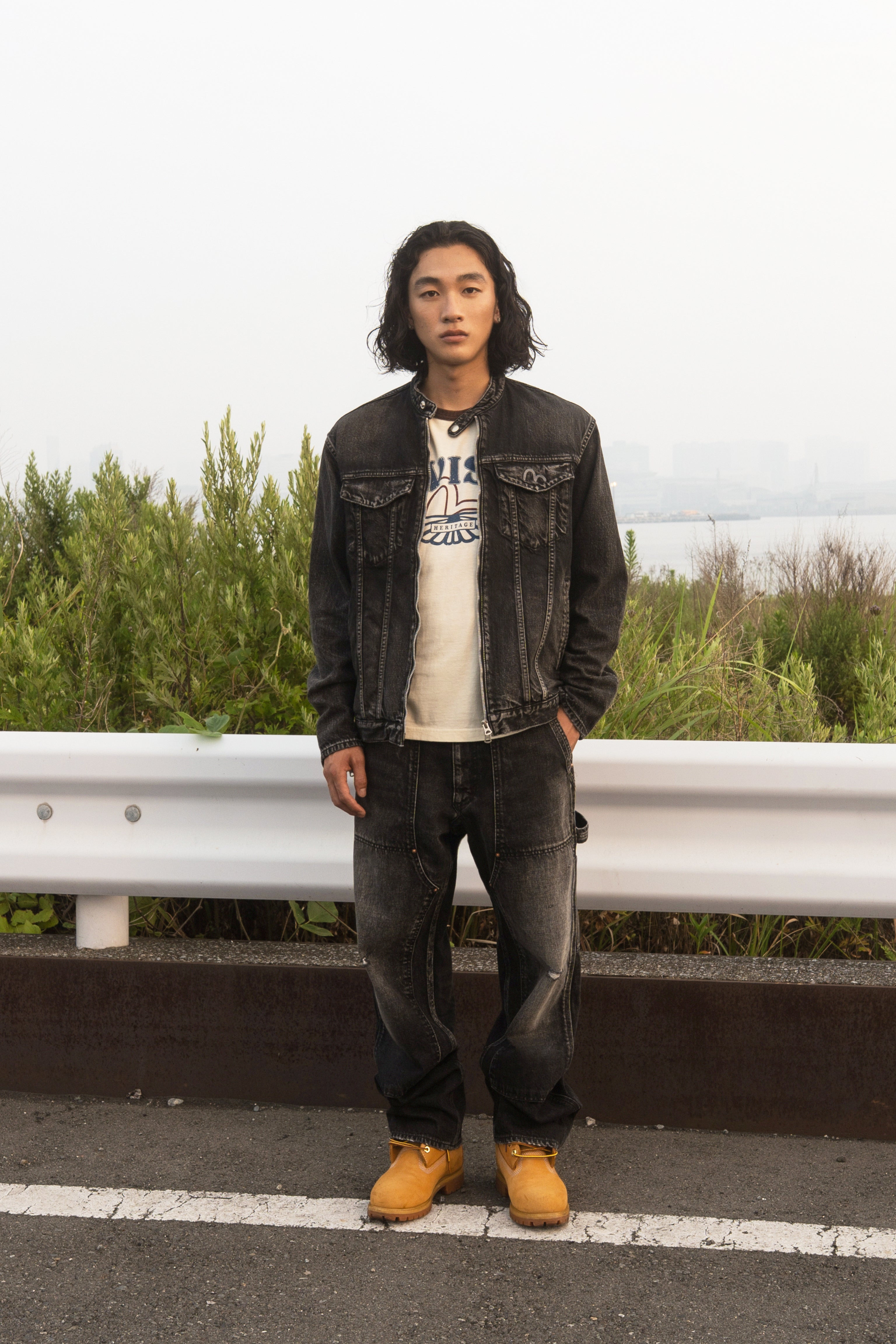Washed Seagull Print Regular Fit Painter Jeans - 17