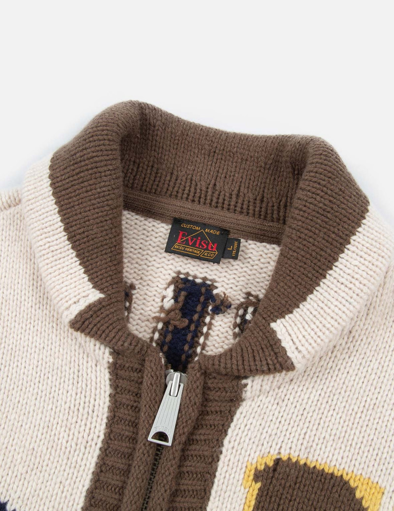 DARUMA INTARSIA-KNIT ZIP-UP SWEATER 7