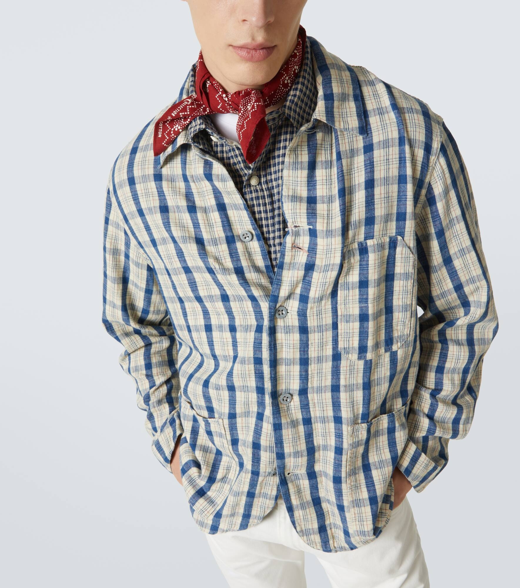 Checked cotton and linen shirt - 5