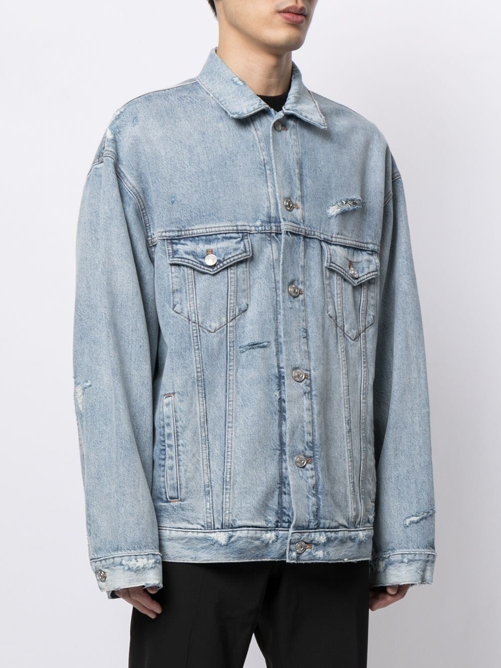 distressed-effect denim jacket - 4