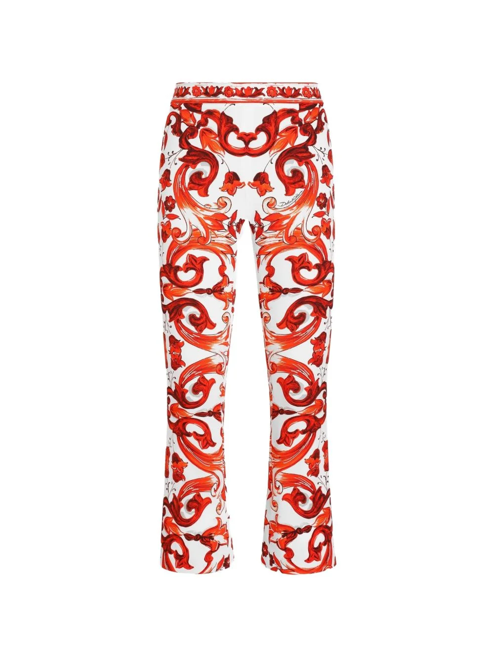 Majolica-print charmeuse trousers - 1