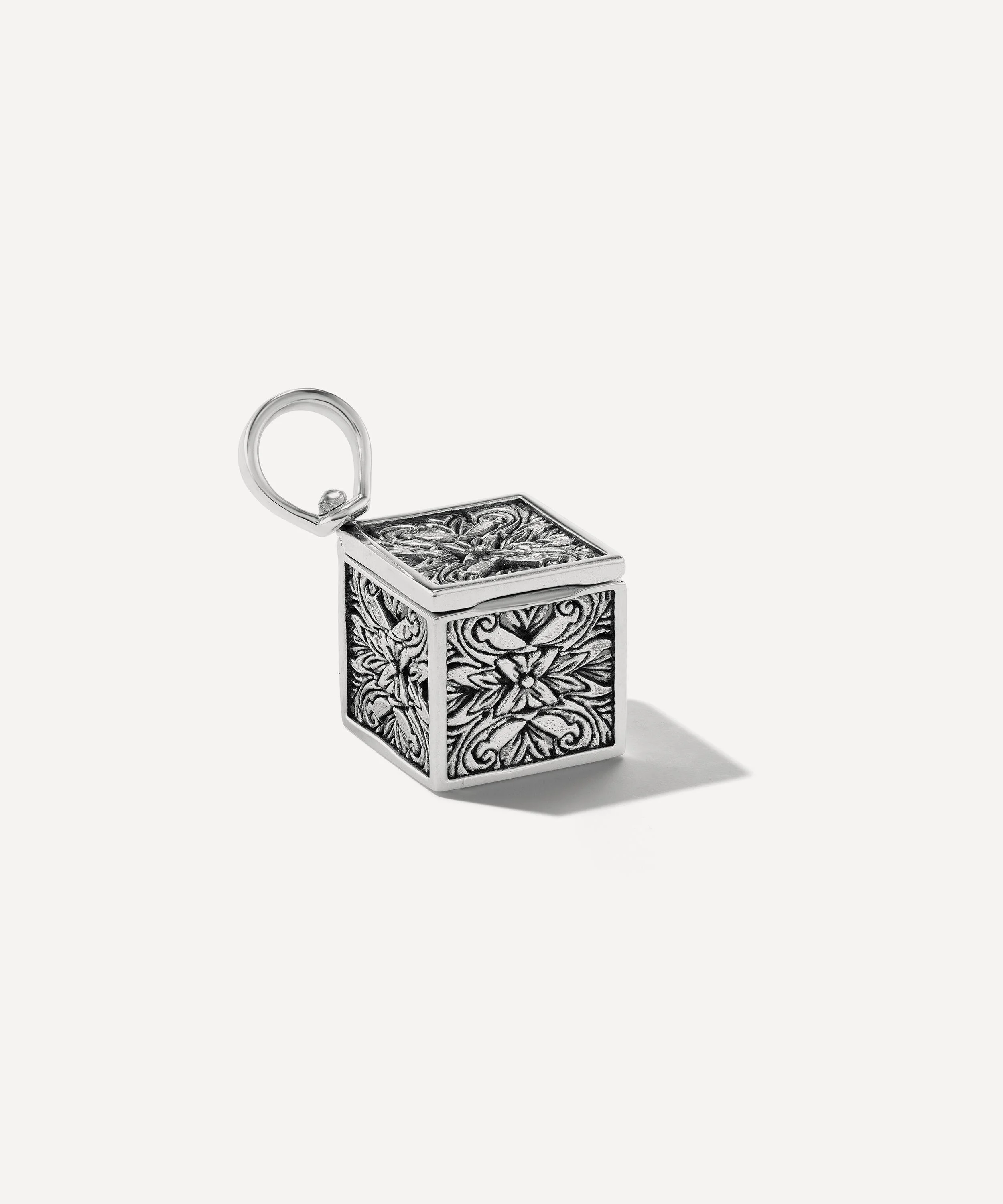 Sterling Silver Embossed Box Charm - 1