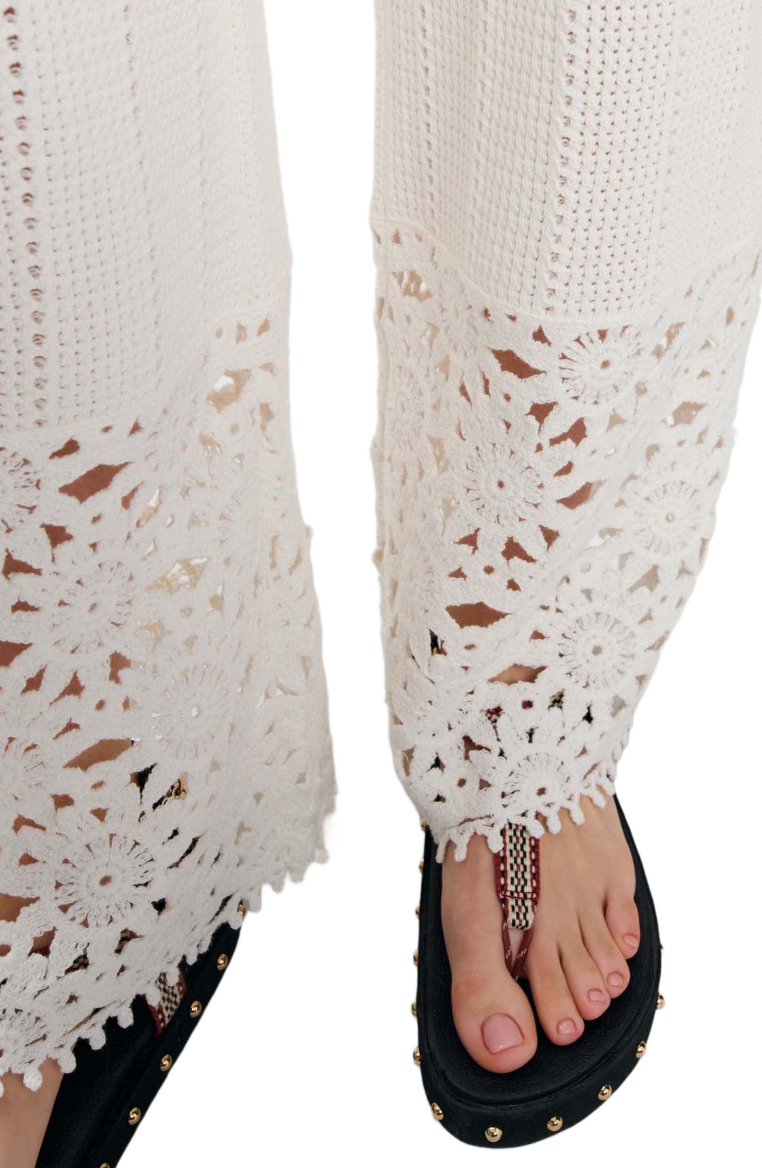 maje Crochet trousers in White at Nordstrom - 5