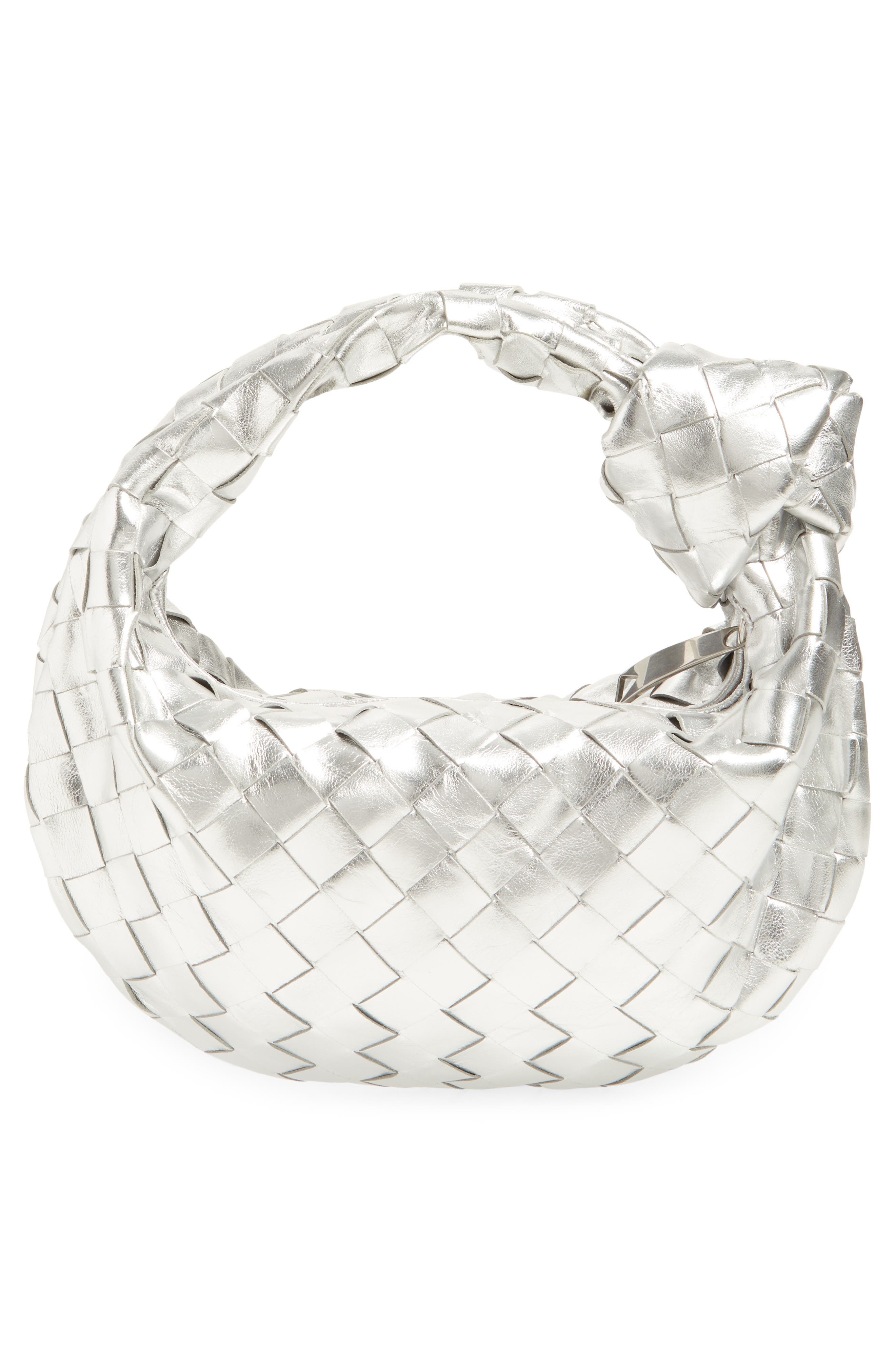 Bottega Veneta Mini Jodie Intrecciato Metallic Leather Top Handle Bag in 8101 Silver- Silver at Nord - 3