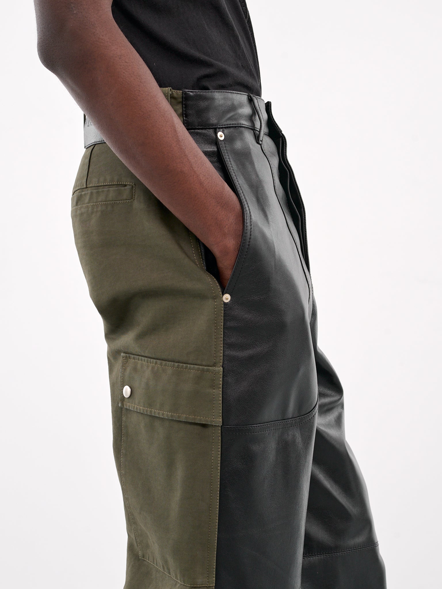 Nappa & Cotton Hybrid Cargo Trousers - 5